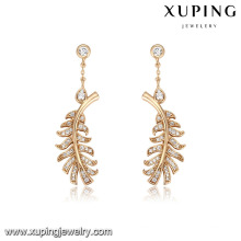 94752 Newest designs simple jewelry wholesale China leaf shape crystal earrings for women